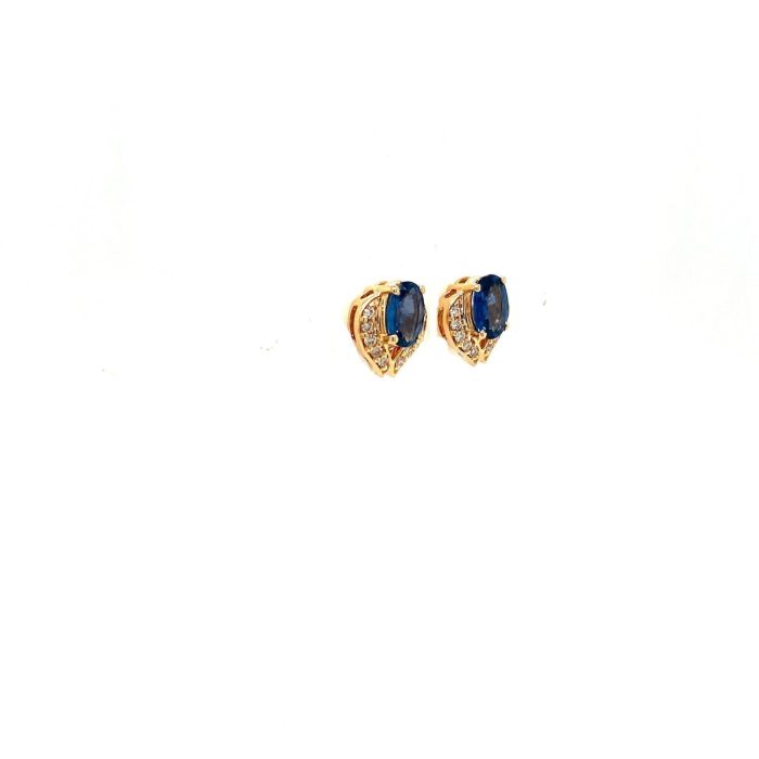 Sapphire and Diamond Earringss in 14K Yellow Gold | Save 33% - Rajasthan Living 6