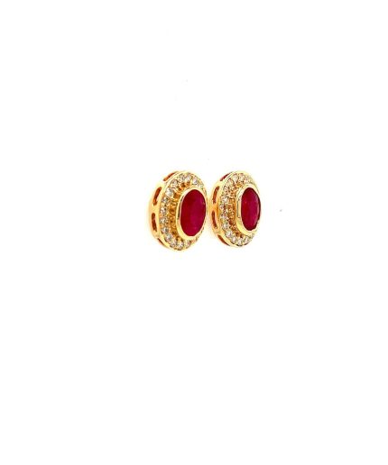 Ruby and Diamond Earrings in 14K Yellow Gold | Save 33% - Rajasthan Living 3