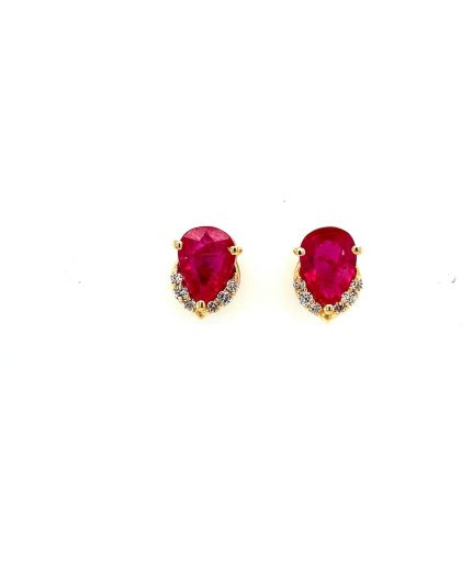 Ruby and Diamond Earrings in 14K Yellow Gold | Save 33% - Rajasthan Living