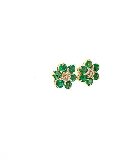 Emerald and Diamond Earrings in 14K Yellow Gold | Save 33% - Rajasthan Living 3