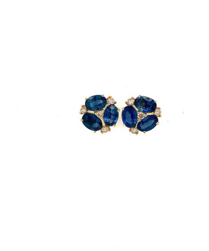 Sapphire and Diamond Earringss in 14K Yellow Gold | Save 33% - Rajasthan Living