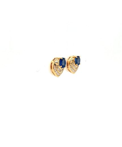 Sapphire and Diamond Earringss in 14K Yellow Gold | Save 33% - Rajasthan Living 3