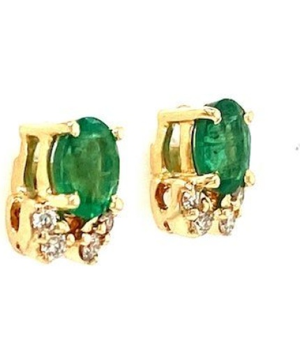 Emerald and Diamond Earrings in 14K Yellow Gold | Save 33% - Rajasthan Living 3