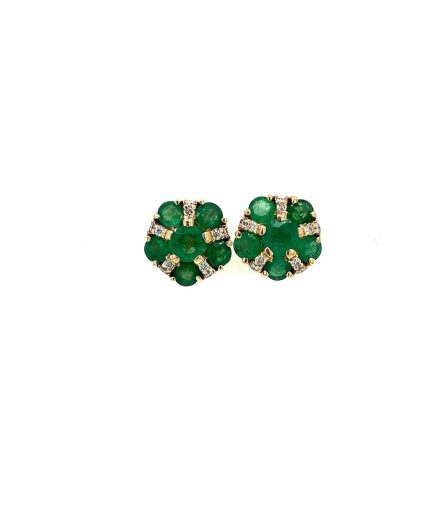 Emerald and Diamond Earrings in 14K Yellow Gold | Save 33% - Rajasthan Living