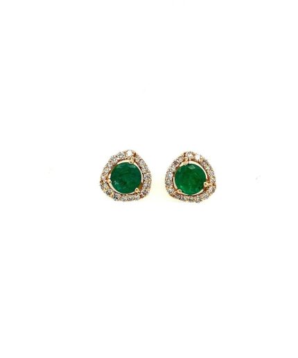 Emerald and Diamond Earrings in 14K Yellow Gold | Save 33% - Rajasthan Living 5