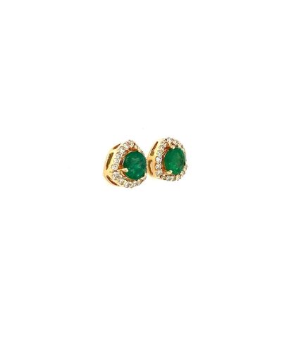 Emerald and Diamond Earrings in 14K Yellow Gold | Save 33% - Rajasthan Living 7