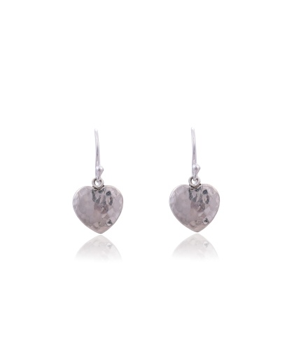Sterling Silver Hammered Heart Shape Earring | Save 33% - Rajasthan Living