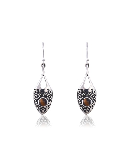 Designer TigerEye 925 Silver earring | Save 33% - Rajasthan Living