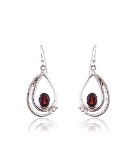 Garnet silver 925 earring | Save 33% - Rajasthan Living