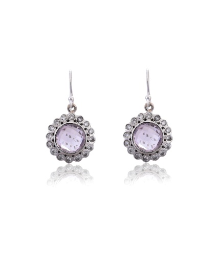 Sterling Silver Amethyst along with CZ Earring | Save 33% - Rajasthan Living