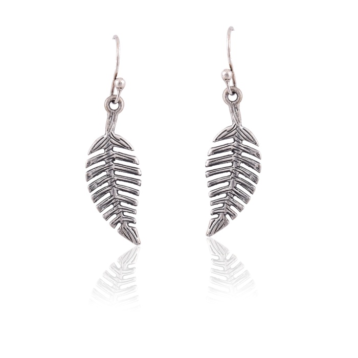 Sterling silver fish hook leaf earring | Save 33% - Rajasthan Living 6