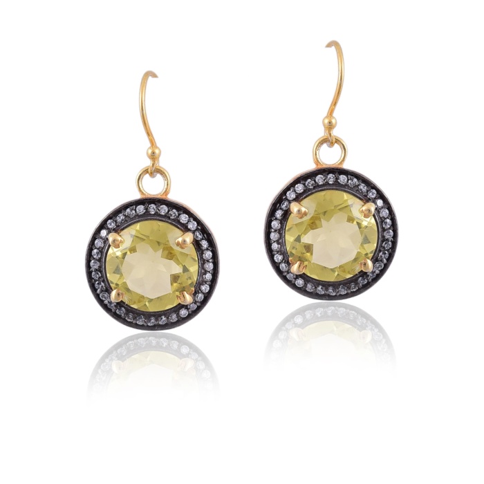 Silver lemon quartz, zircon earring | Save 33% - Rajasthan Living 6