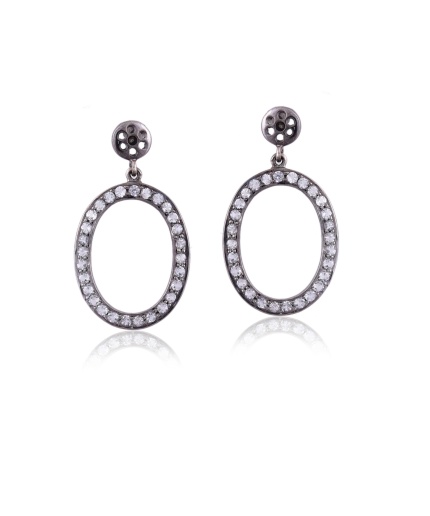 Sterling Silver oval Zircon earring | Save 33% - Rajasthan Living
