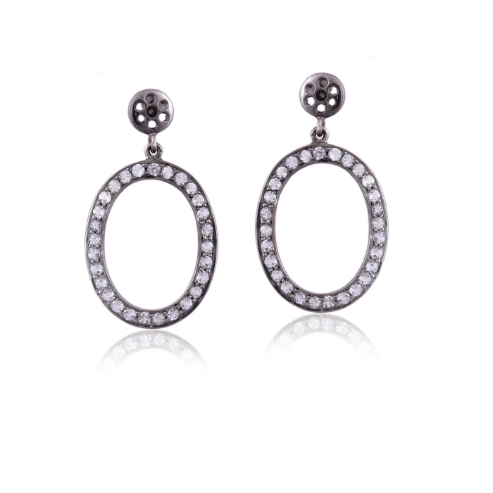 Sterling Silver oval Zircon earring | Save 33% - Rajasthan Living 6