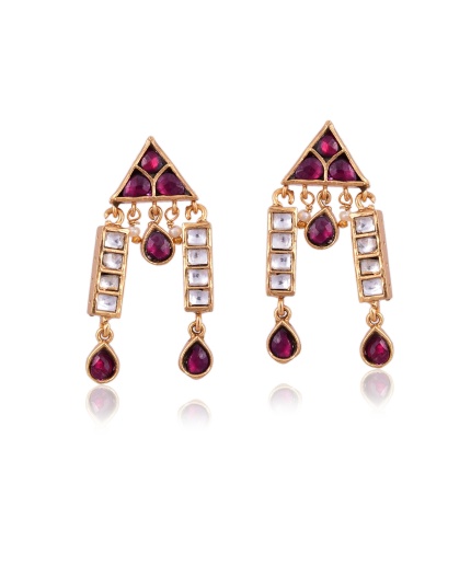Sterling Silver gold plated kundan Earring | Save 33% - Rajasthan Living