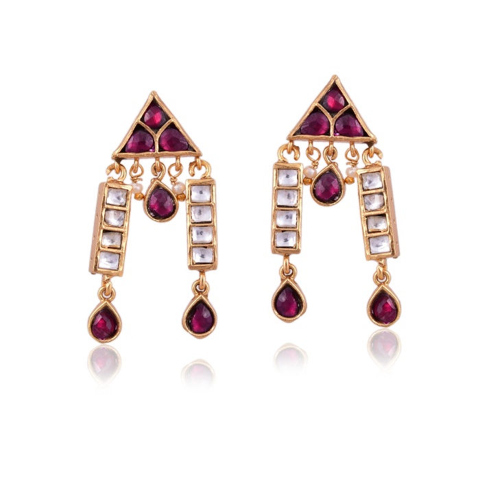 Sterling Silver gold plated kundan Earring | Save 33% - Rajasthan Living 5
