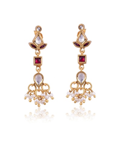 Silver gold plated Kundan Earring | Save 33% - Rajasthan Living