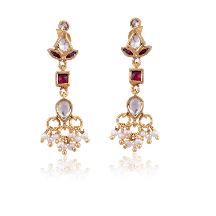 Silver gold plated Kundan Earring | Save 33% - Rajasthan Living 6