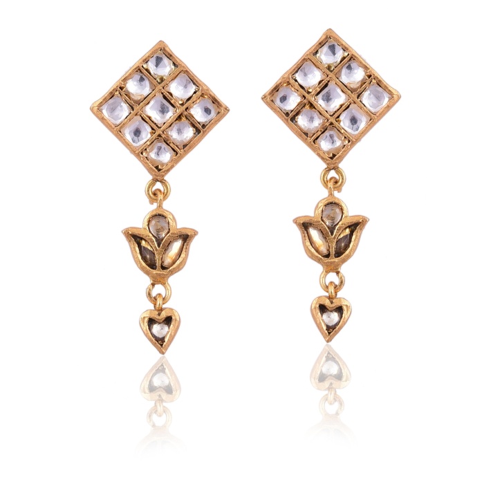 Silver gold plated Kundan Earring | Save 33% - Rajasthan Living 5