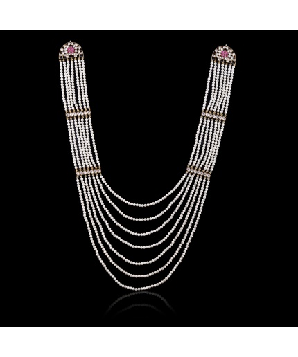 925 Silver Long Multi Layer gold plated Kundan & Pearl Necklace | Save 33% - Rajasthan Living