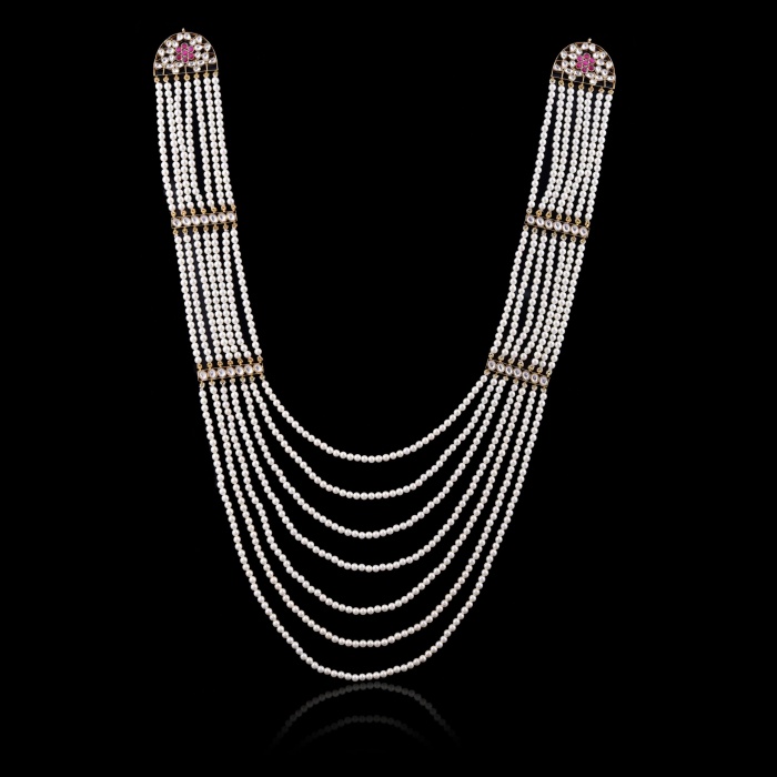 925 Silver Long Multi Layer gold plated Kundan & Pearl Necklace | Save 33% - Rajasthan Living 5