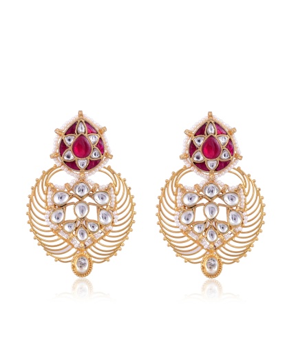 Silver gold plated Kundan Pearl Earring | Save 33% - Rajasthan Living