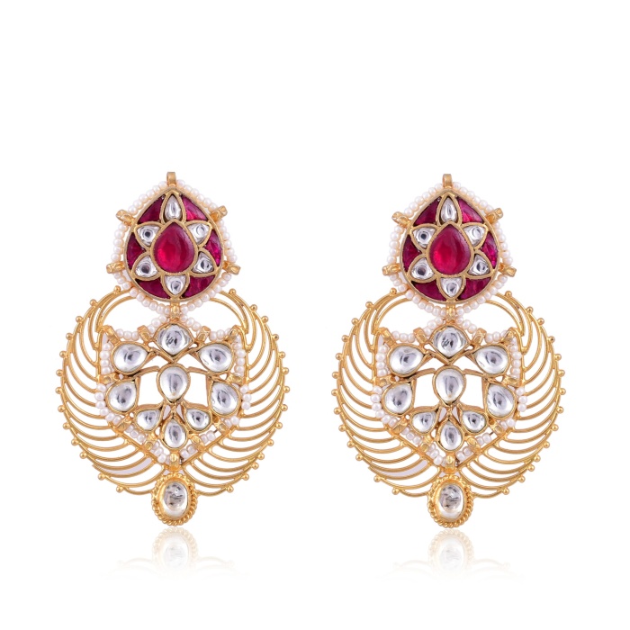 Silver gold plated Kundan Pearl Earring | Save 33% - Rajasthan Living 6