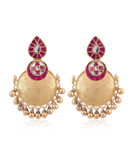 Silver gold plated Kundan work earring | Save 33% - Rajasthan Living