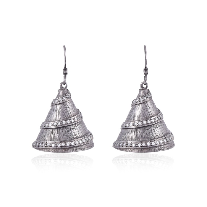 Sterling Silver Textured CZ earring | Save 33% - Rajasthan Living 6