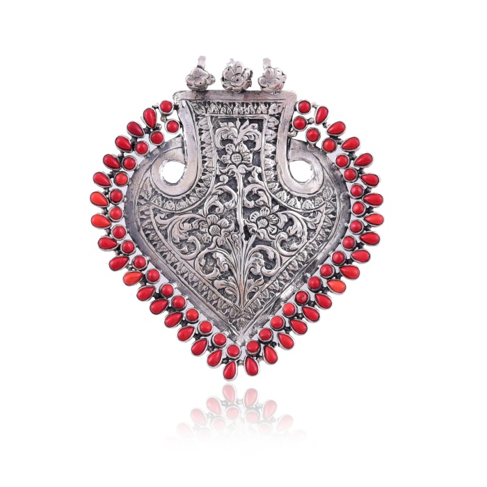 Silver carving coral Pendant | Save 33% - Rajasthan Living 6