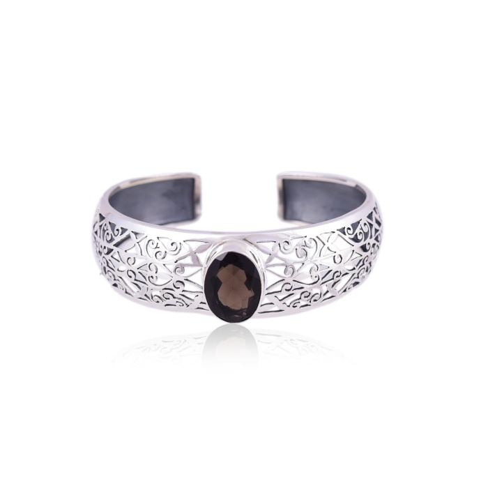 Sterling Silver smoky Jali Cut cuff | Save 33% - Rajasthan Living 6