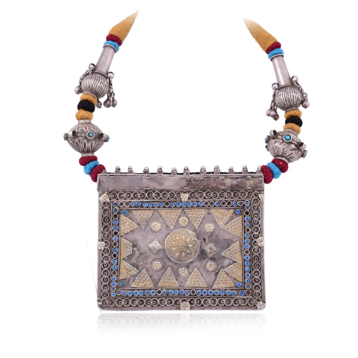 Vintage Silver Gold Plated stone Afghan Thread necklace | Save 33% - Rajasthan Living 5