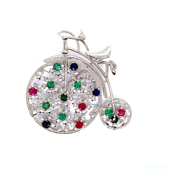 Multi Colour Stone Brooch in 925 Sterling Silver | Save 33% - Rajasthan Living 5