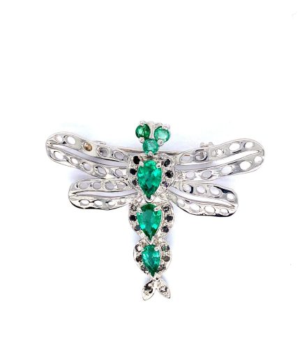 Emerald Brooch in 925 Sterling Silver | Save 33% - Rajasthan Living