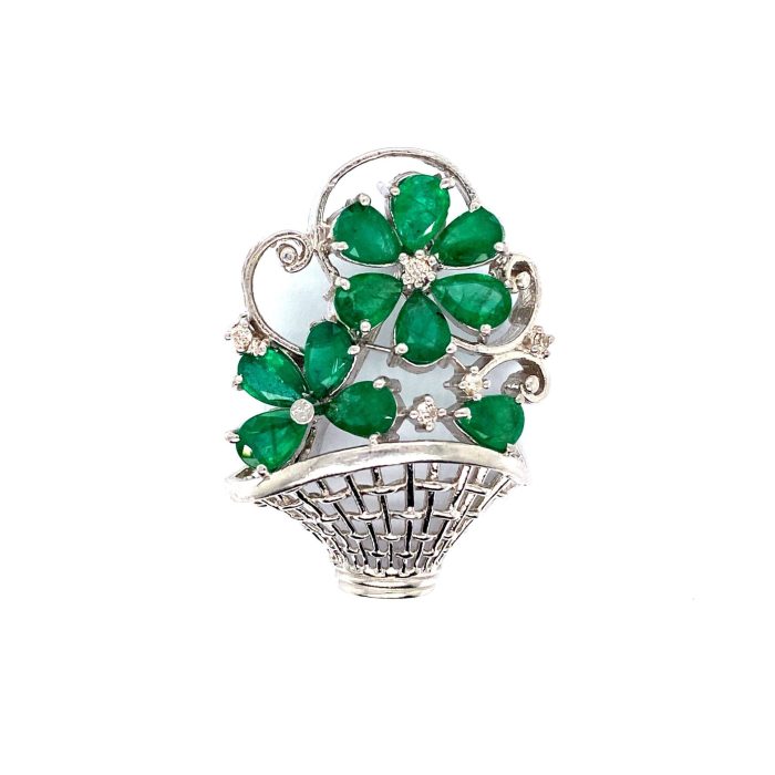 Emerald Brooch in 925 Sterling Silver | Save 33% - Rajasthan Living 5