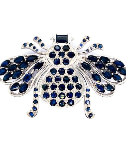 Sapphire Brooch in 925 Sterling Silver | Save 33% - Rajasthan Living