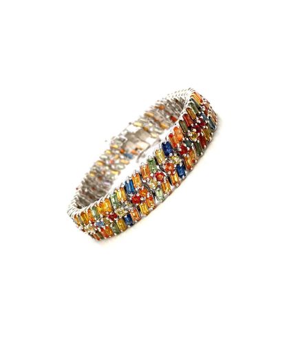 Multi Sapphire Bracelet in 925 Sterling Silver | Save 33% - Rajasthan Living 3