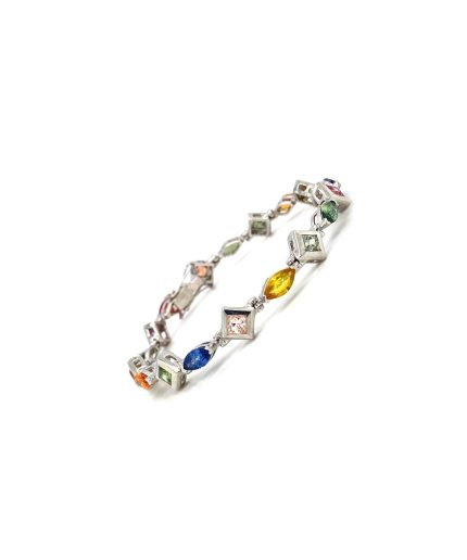 Multi Sapphire Bracelet in 925 Sterling Silver | Save 33% - Rajasthan Living 7