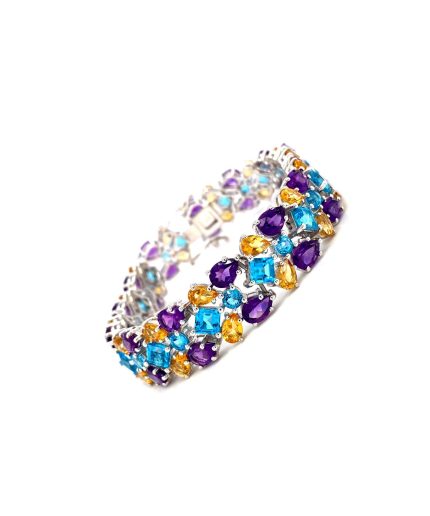 Multi Colour Stones Bracelet in 925 Sterling Silver | Save 33% - Rajasthan Living 3