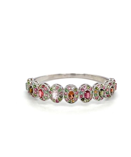 Multi Tourmaline Bangle in 925 Sterling Silver | Save 33% - Rajasthan Living