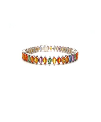 Multi Sapphire Bracelet in 925 Sterling Silver | Save 33% - Rajasthan Living