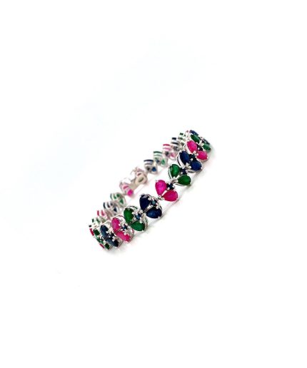 Multi Colour Stone Bracelet in 925 Sterling Silver | Save 33% - Rajasthan Living 3