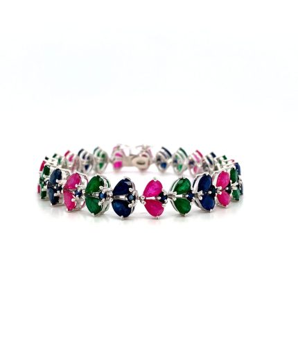 Multi Colour Stone Bracelet in 925 Sterling Silver | Save 33% - Rajasthan Living
