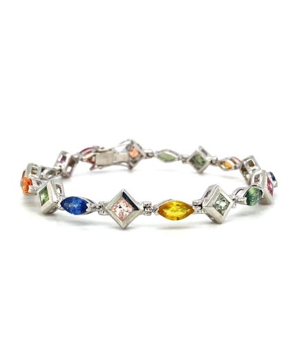 Multi Sapphire Bracelet in 925 Sterling Silver | Save 33% - Rajasthan Living 5