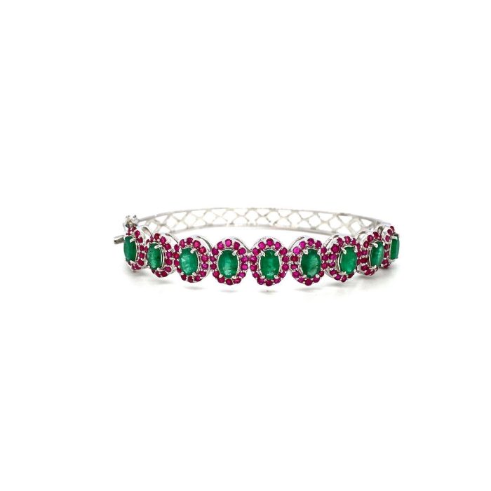 Multi Colour Stone Bangle in 925 Sterling Silver | Save 33% - Rajasthan Living 5