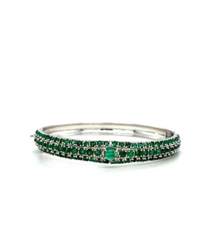 Emerald Bangle in 925 Sterling Silver | Save 33% - Rajasthan Living