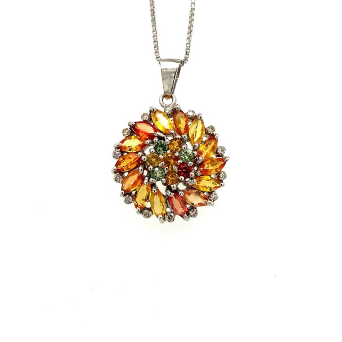 Multi Sapphire Pendant in 925 Sterling Silver | Save 33% - Rajasthan Living 5