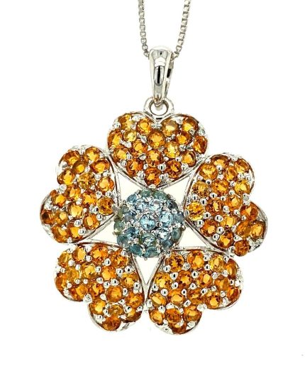 Multi Colour Stone Pendant in 925 Sterling Silver | Save 33% - Rajasthan Living