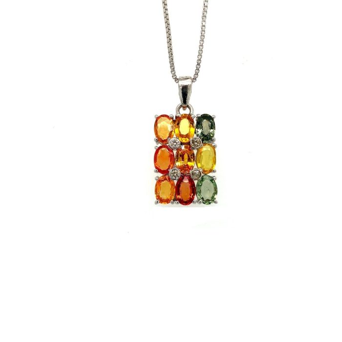 Multi Sapphire Pendant in 925 Sterling Silver | Save 33% - Rajasthan Living 5