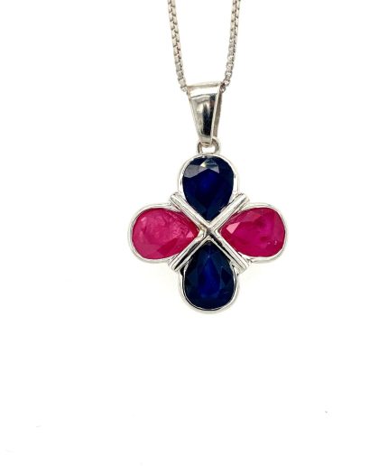 Multi Colour Stone Pendant in 925 Sterling Silver | Save 33% - Rajasthan Living